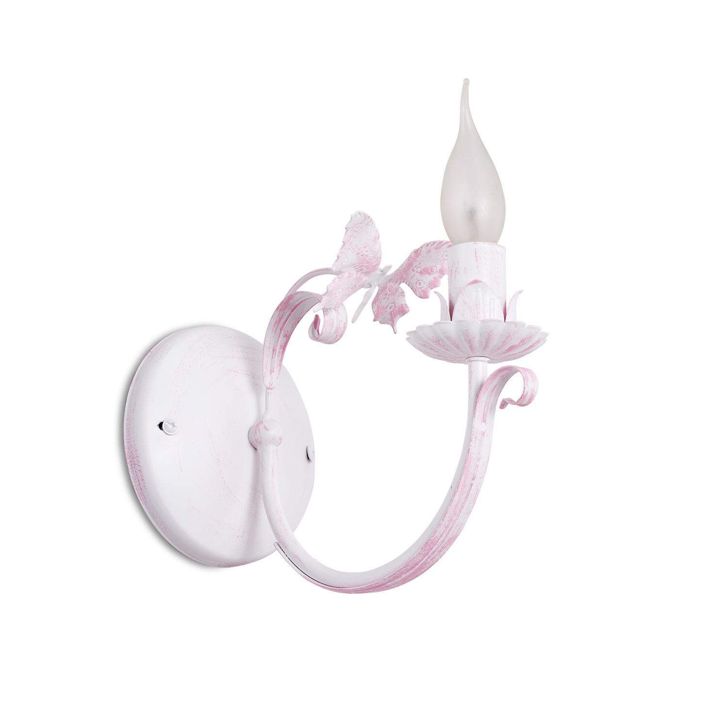 Kovové nástěnné svítidlo v bílé barvě a růžovou patinou 20901 "Farfala" foto3