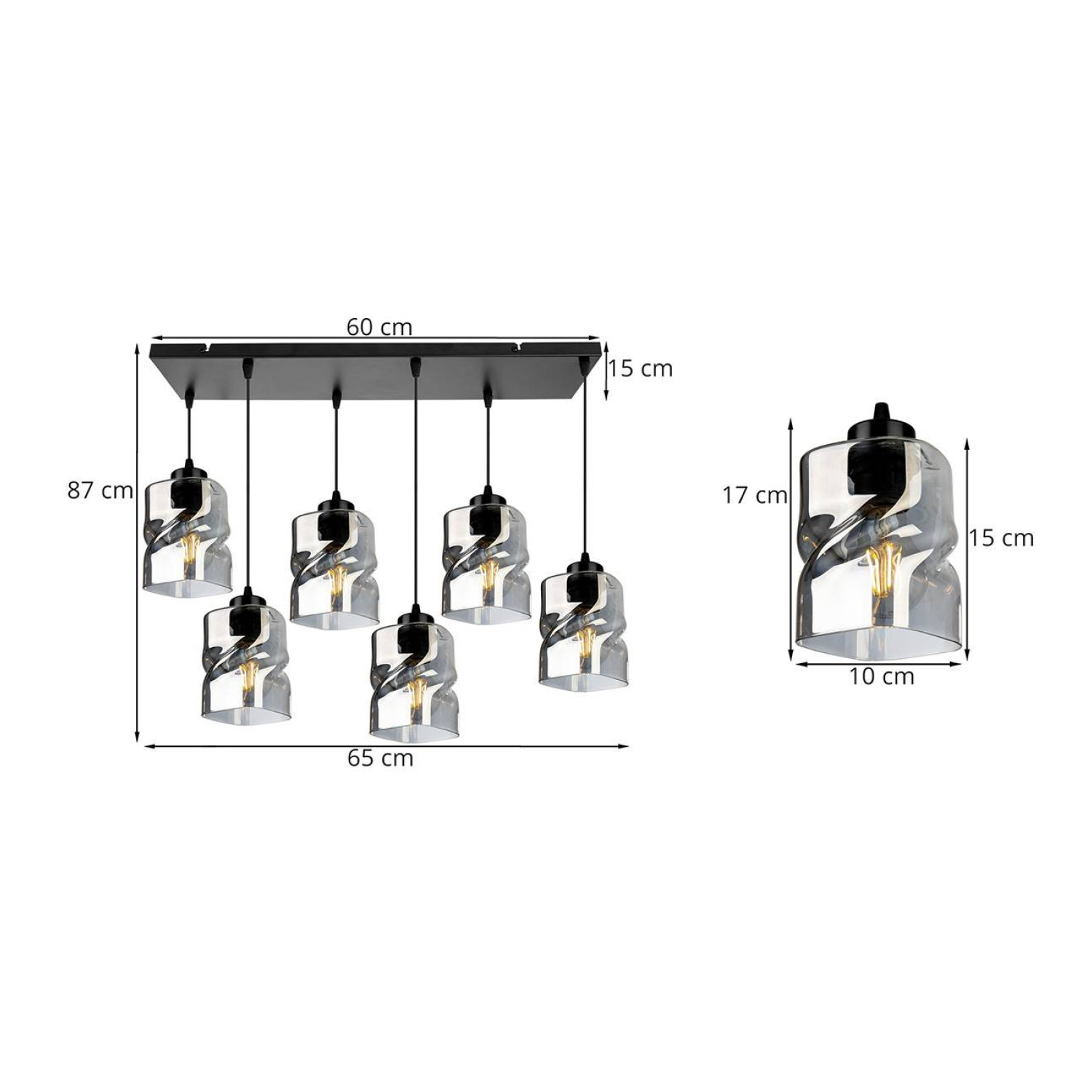 Moderní závěsné svítidlo se šesti skleněnými stínidly NIKI 2195/6 foto4