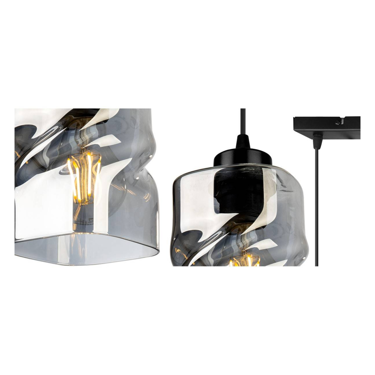 Moderní závěsná lampa se skleněnými stínidly v grafitové barvě NIKI 2195/3 foto2