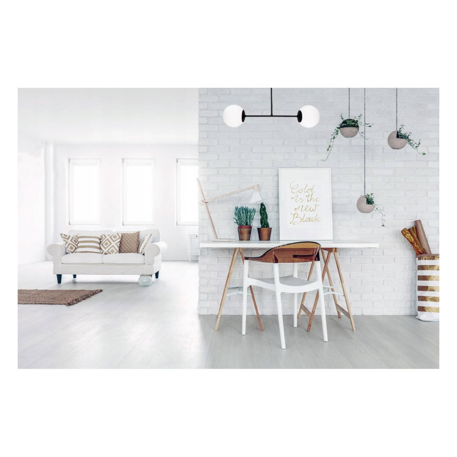 Lustr na tyči s bílými skleněnými kuličkami PALERMO 2390/2 foto2