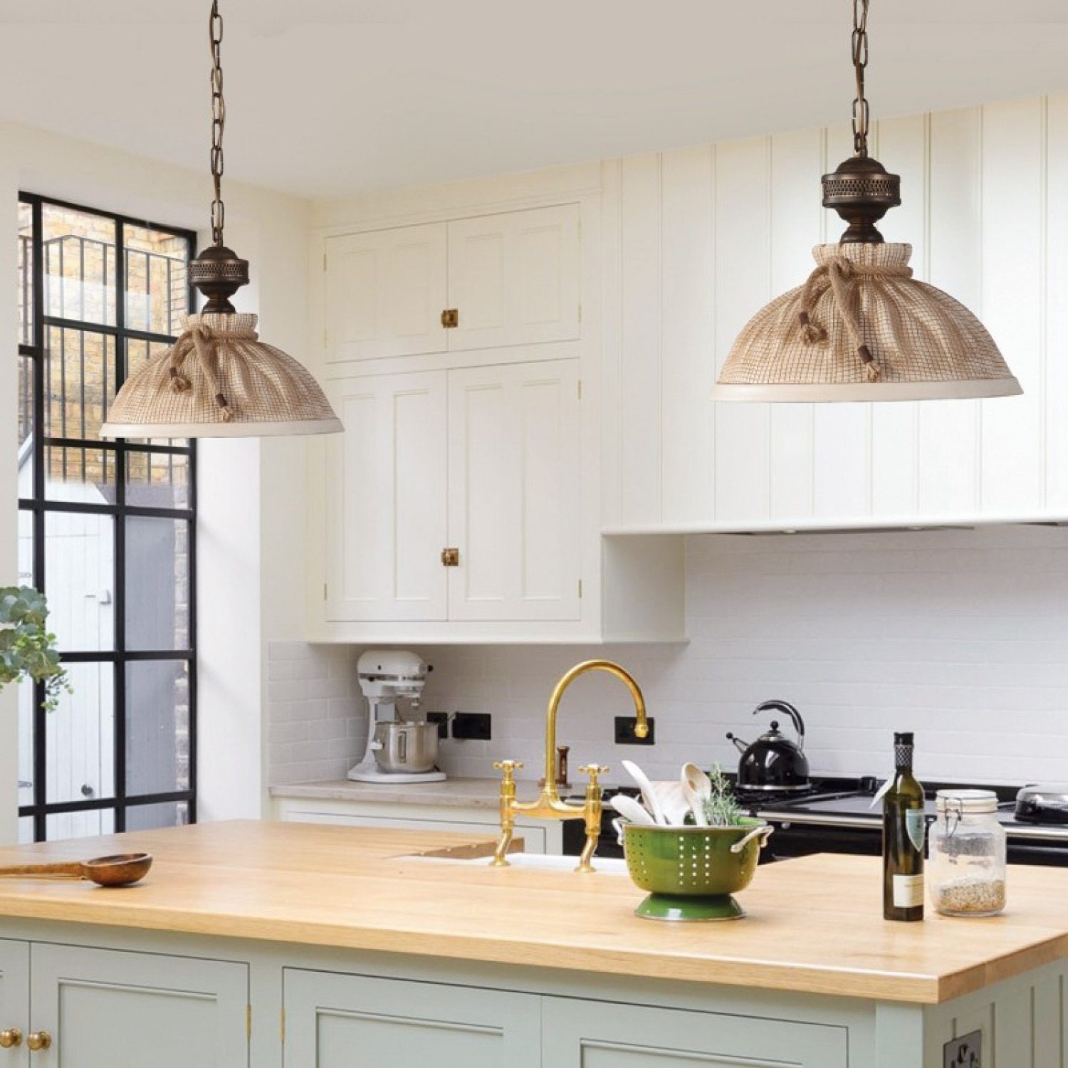 Závěsné světlo 19601 "COUNTRY" s keramickým stínidlem průměru 330 mm v hnědé patině foto2