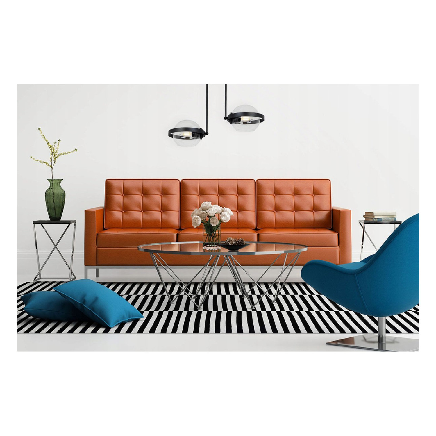 Moderní lustr na tyči s dvěma skleněnými stínidly RING 2340/2/B foto4