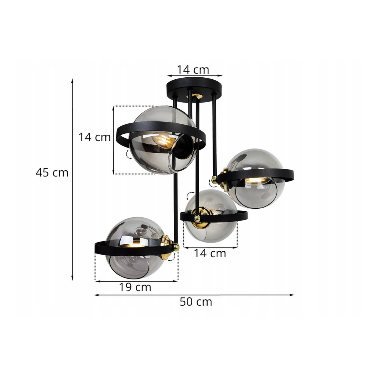 Avantgardní závěsná lampa se skleněnými stínidly RING 2340/4/G LH030 foto4