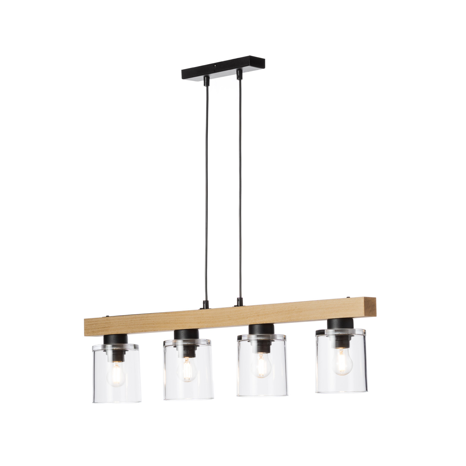 Dřevěné závěsné s transparentním skleněnými stínidly 40409 "Rustic Radiance" foto2