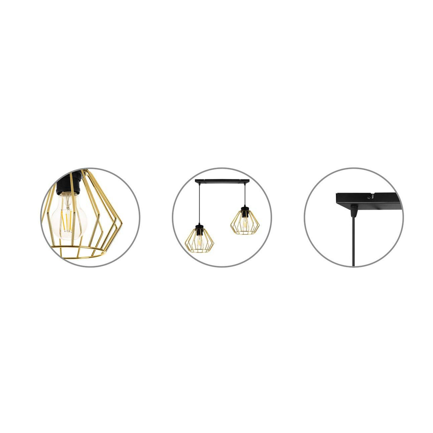 Závěsné svítidlo na lanku s kovovými stínítky SANTOS 2214/2 foto5