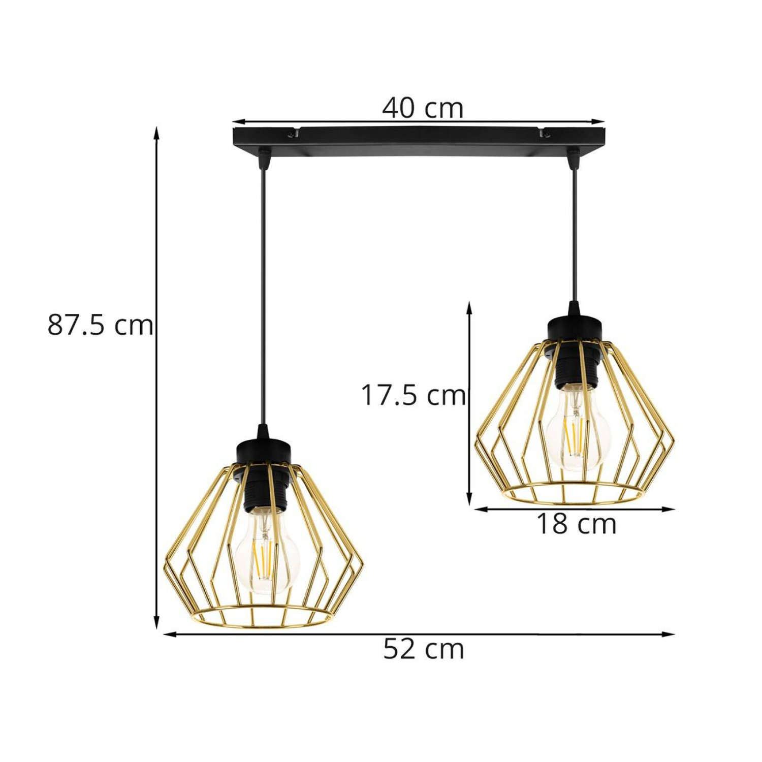 Závěsné svítidlo na lanku s kovovými stínítky SANTOS 2214/2 foto4