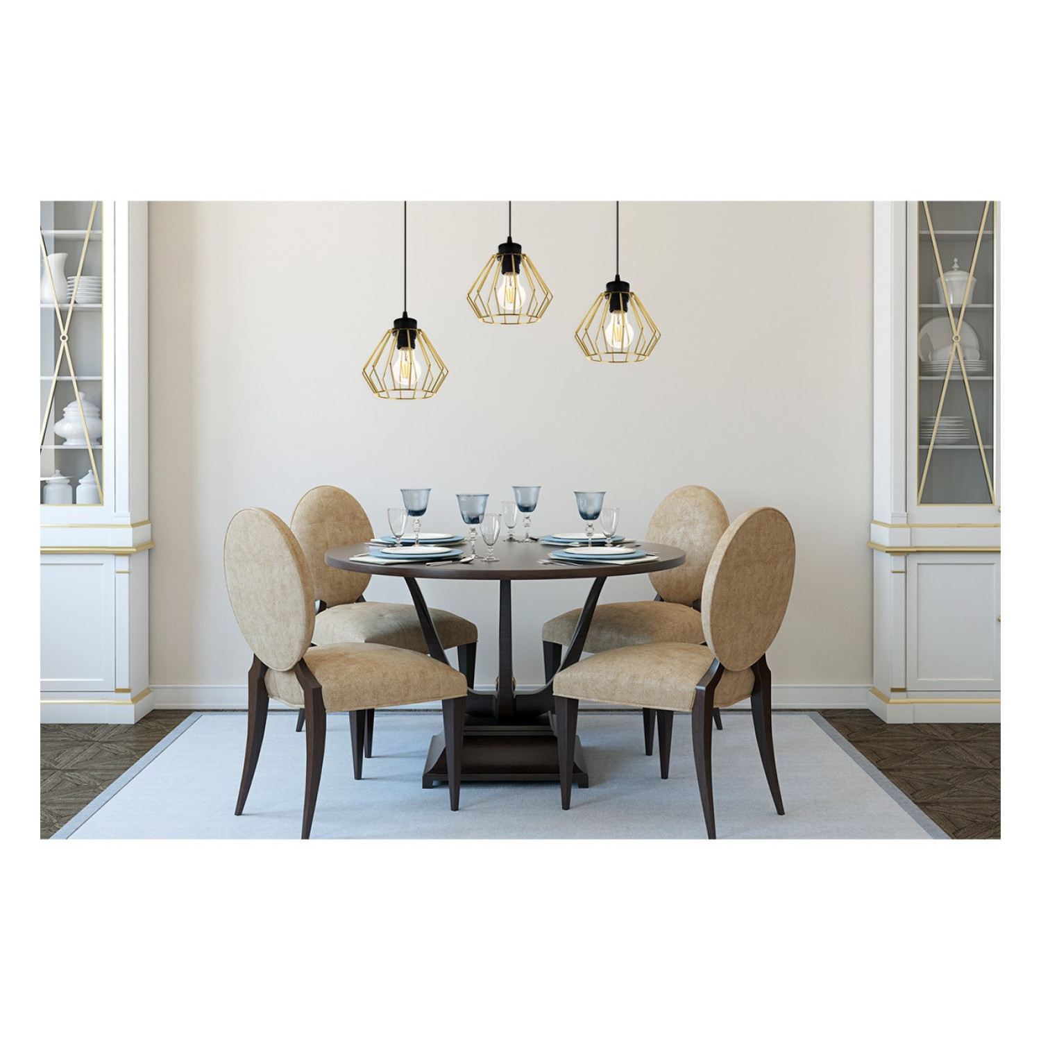 Závěsné svítidlo na lanku s kovovými stínítky LH007 "SANTOS LOFT" foto4