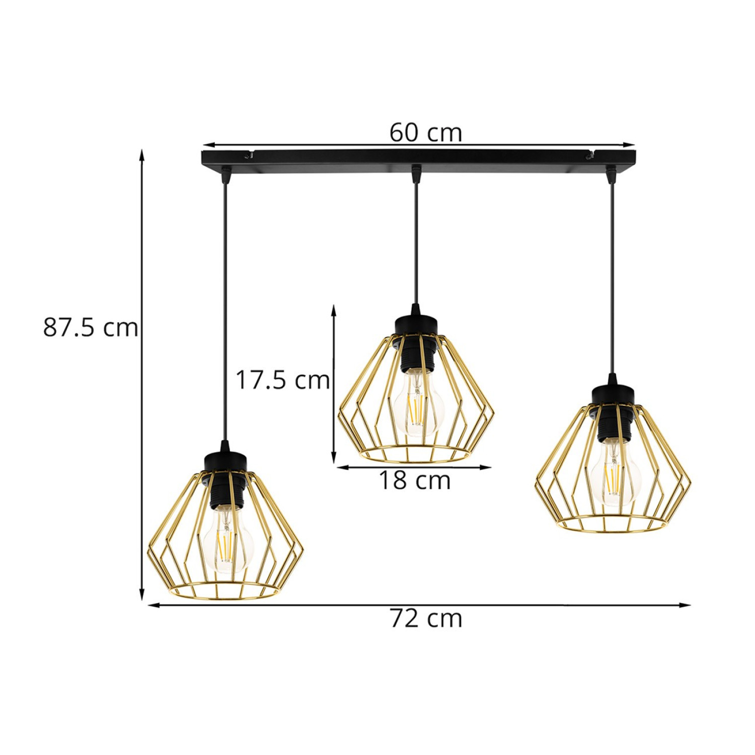 Závěsné svítidlo na lanku s kovovými stínítky LH007 "SANTOS LOFT" foto3