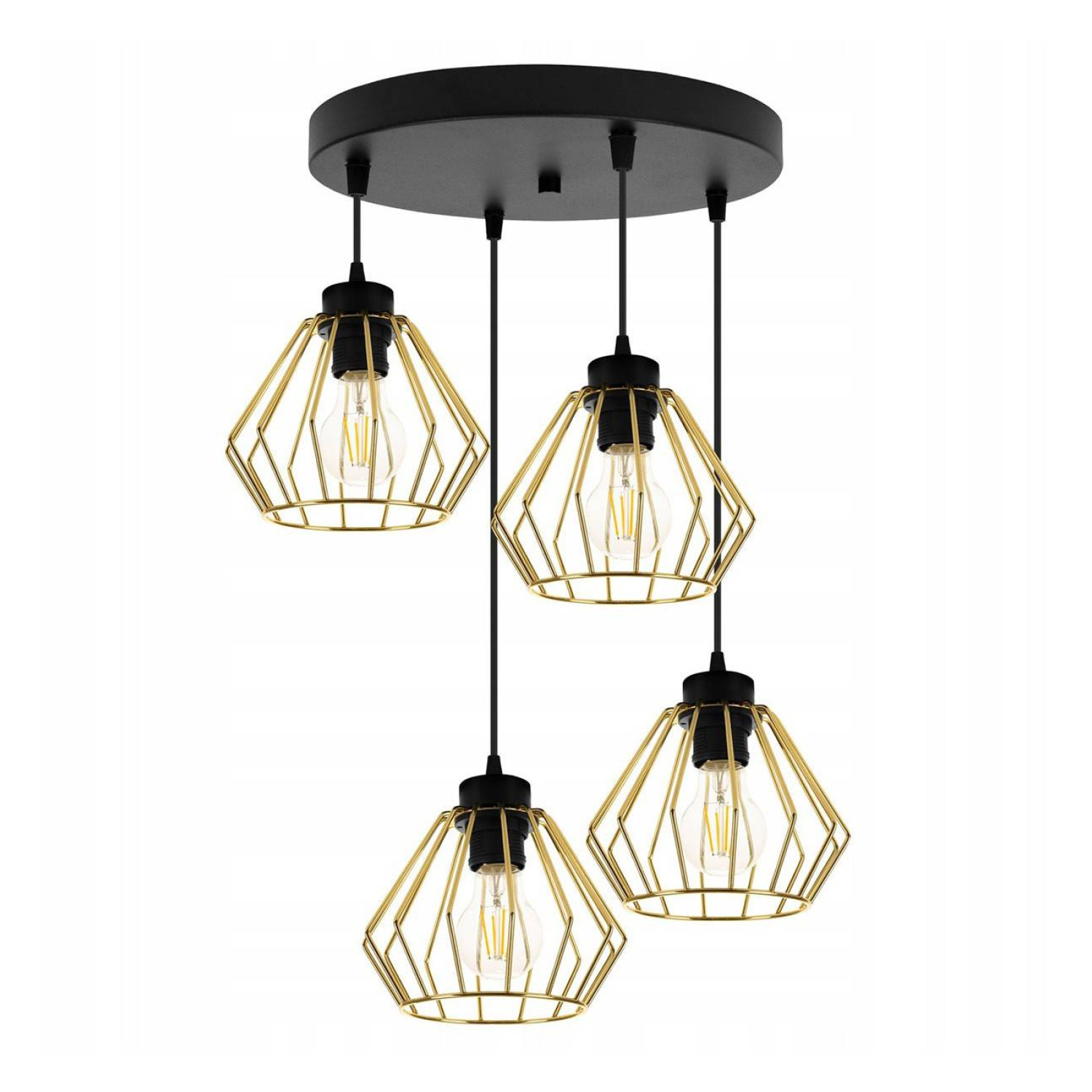 Závěsná lampa Loft se stínidly ve tvaru zlatých diamantů SANTOS 2213/4/OW