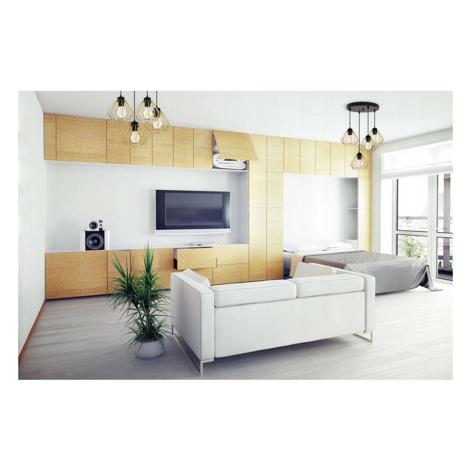 Závěsná lampa Loft se stínidly ve tvaru zlatých diamantů SANTOS 2213/4/OW foto4