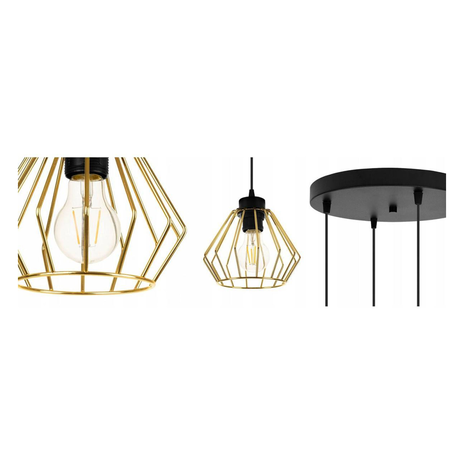 Závěsná lampa Loft se stínidly ve tvaru zlatých diamantů SANTOS 2213/4/OW foto2