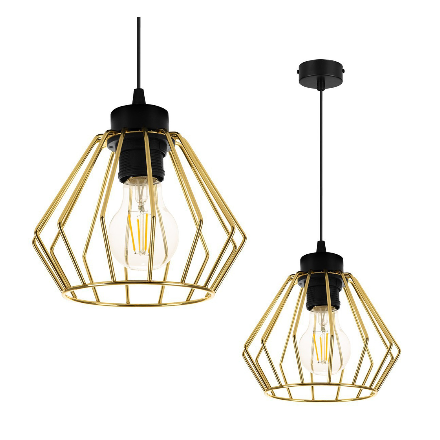 Závěsné svítidlo na lanku s kovovým stínítkem LH004 "SANTOS LOFT" foto2