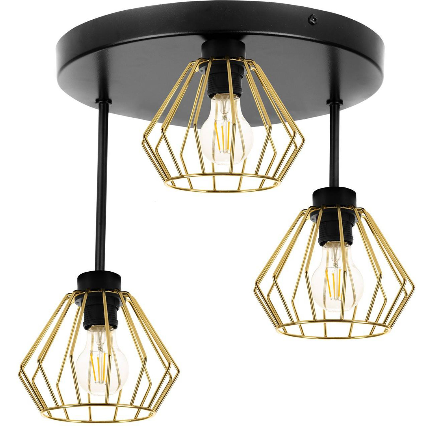 Přisazené ke stropu svítidlo se zlatými kovovými stínidly SANTOS 2213/3/OP