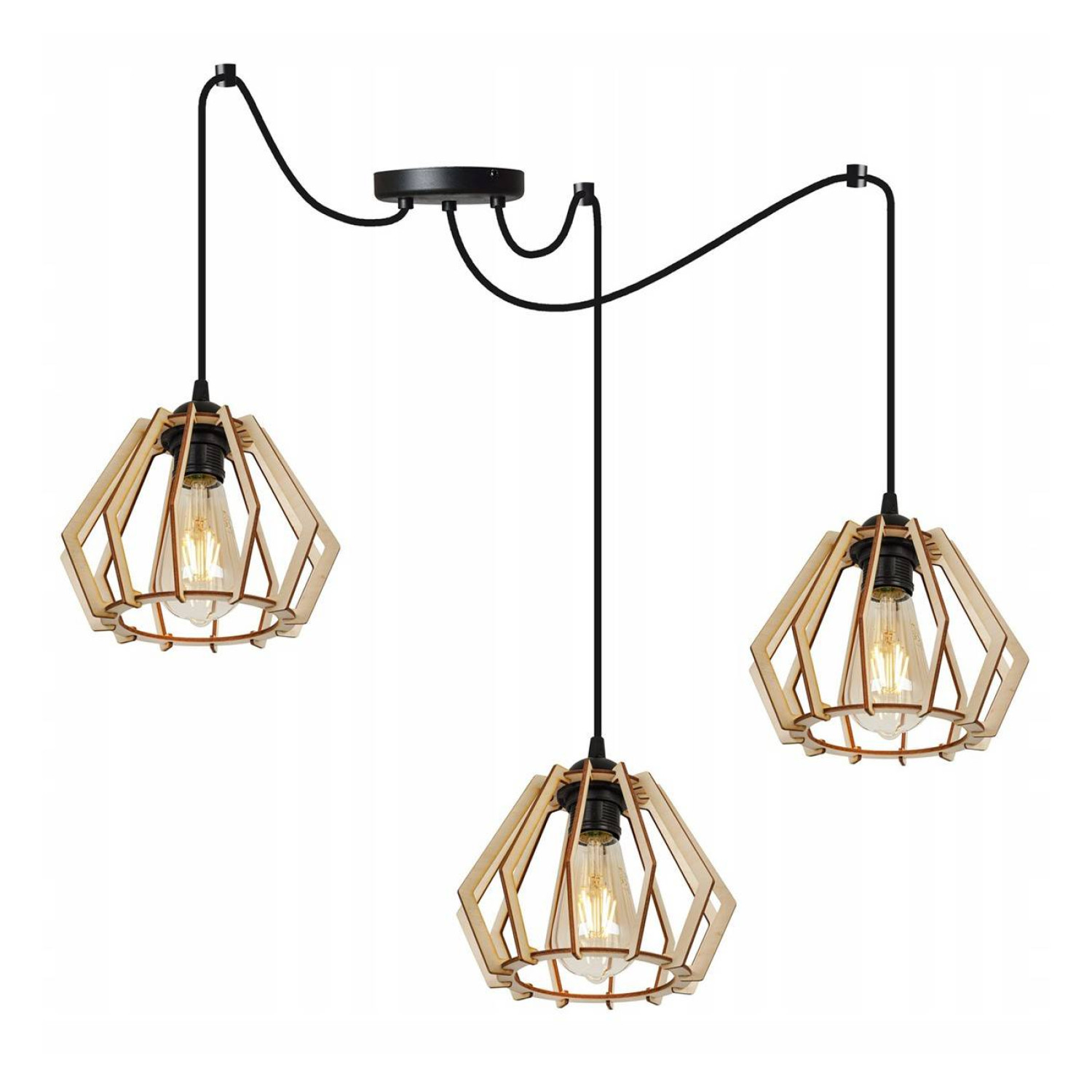 Dřevěné závěsné svítidlo "Pavouk" s geometrickými stínidly SPIDER TIMBER 2360/3 foto3