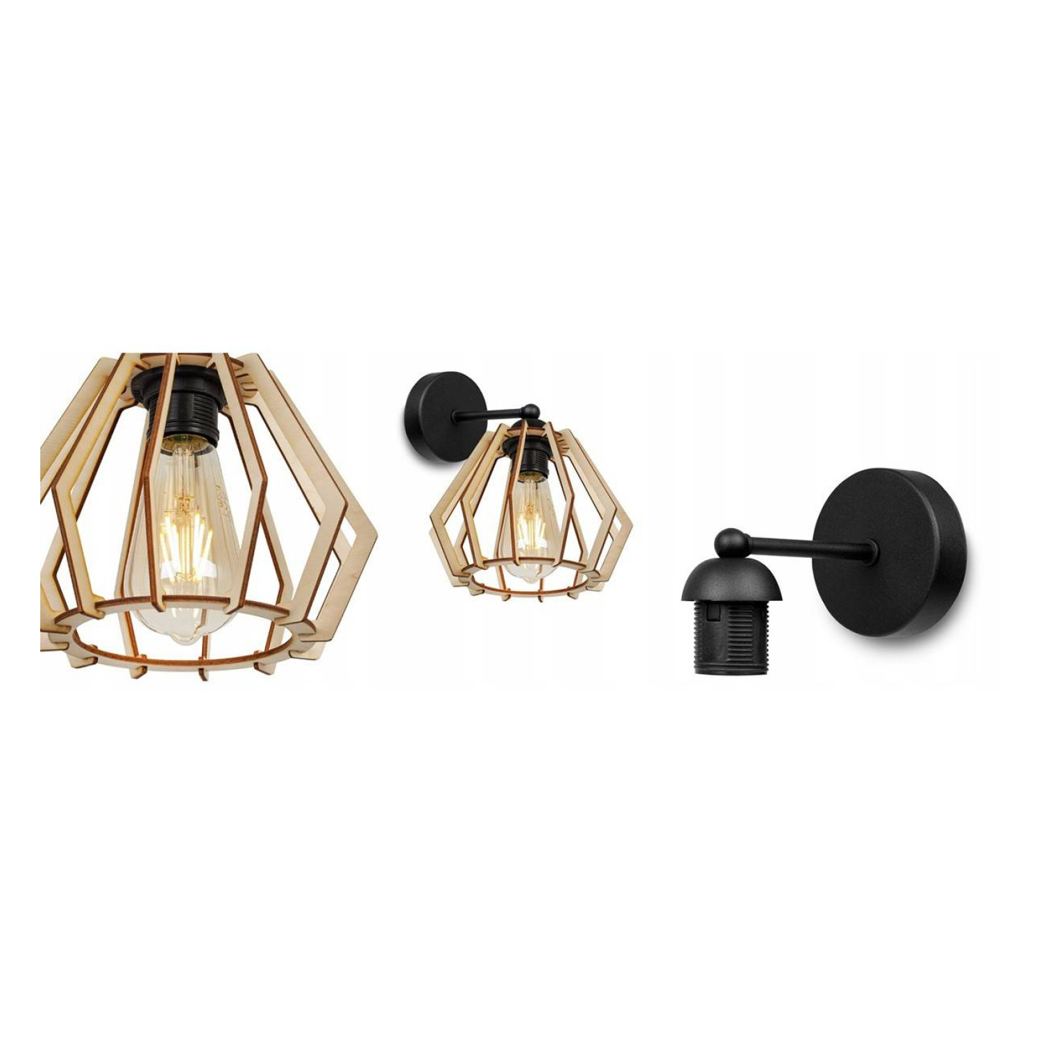 Nástěnné svítidlo s dřevěným stínidlem ve skandinávském stylu TIMBER 2360/K foto3