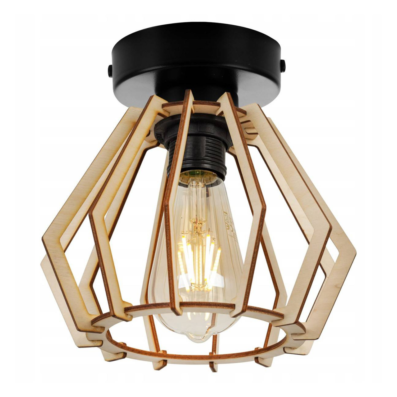 Stropní svítidlo s dřevěným stínidlem ve tvaru diamantu TIMBER 2360/KB