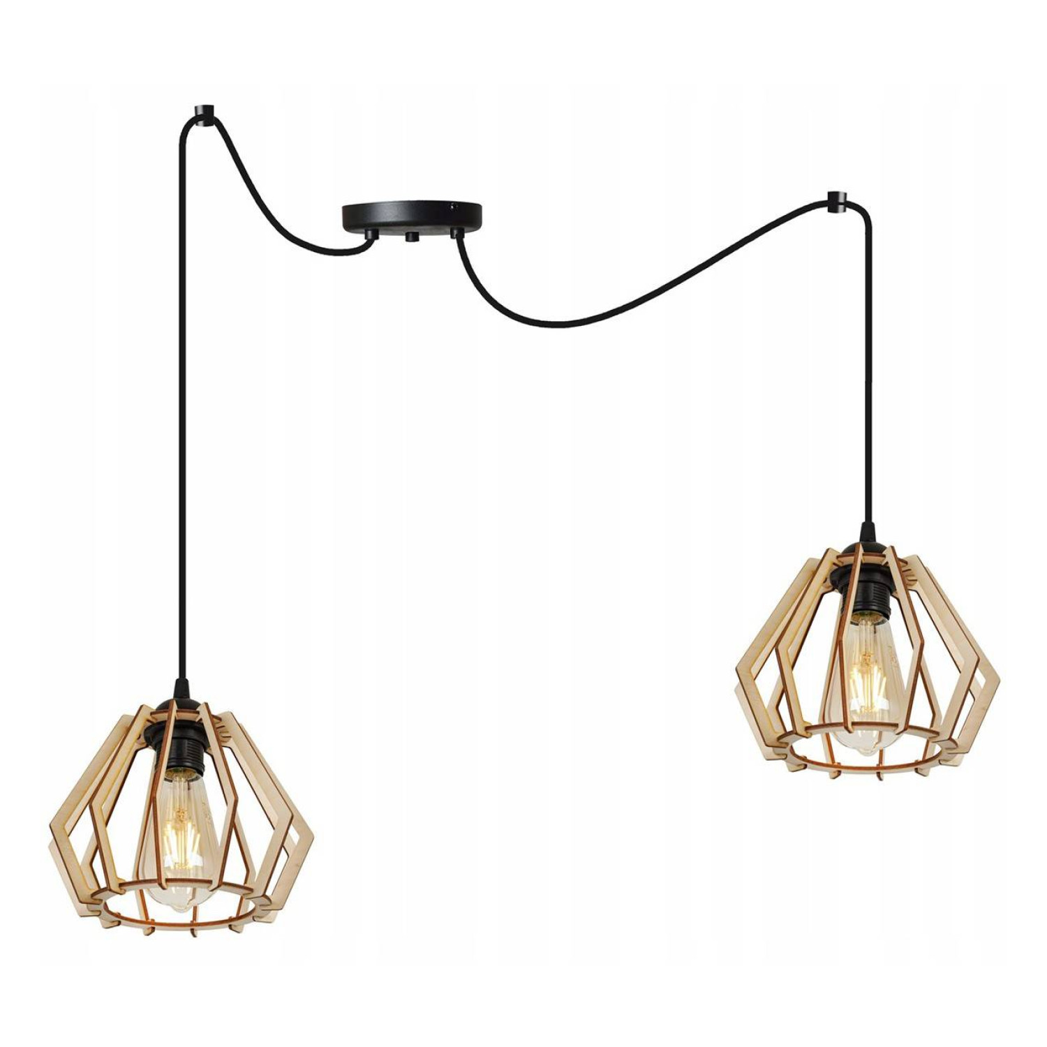 Dřevěné závěsné svítidlo "Pavouk" s geometrickými stínidly SPIDER TIMBER 2360/2 foto2