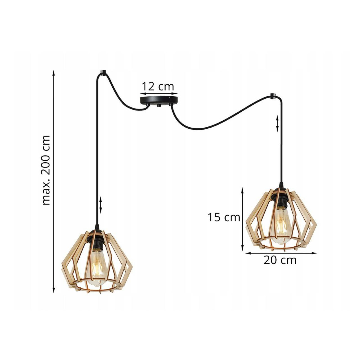 Dřevěné závěsné svítidlo "Pavouk" s geometrickými stínidly SPIDER TIMBER 2360/2 foto3