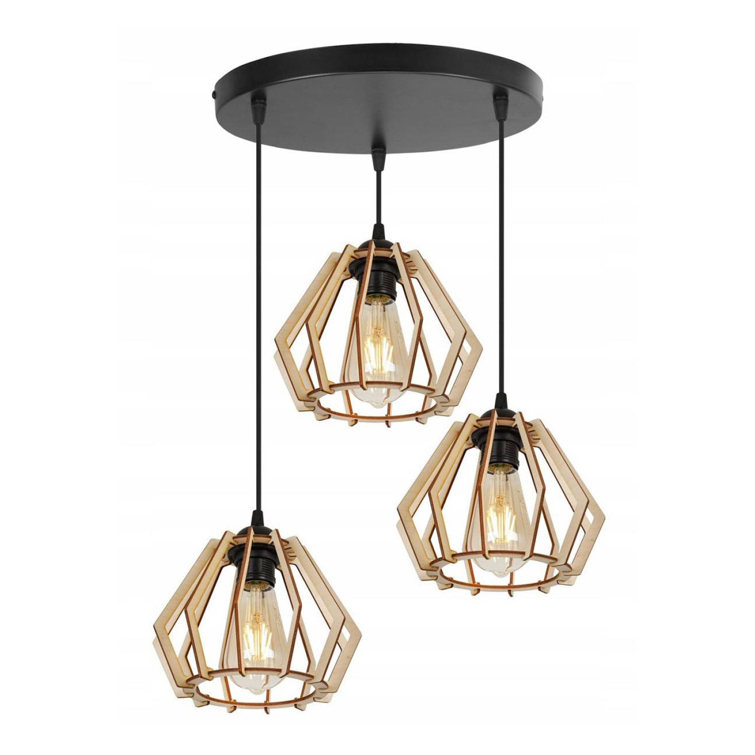 Nastavitelná dřevěná lampa s geometrickými stínidly TIMBER 2360/3/OW