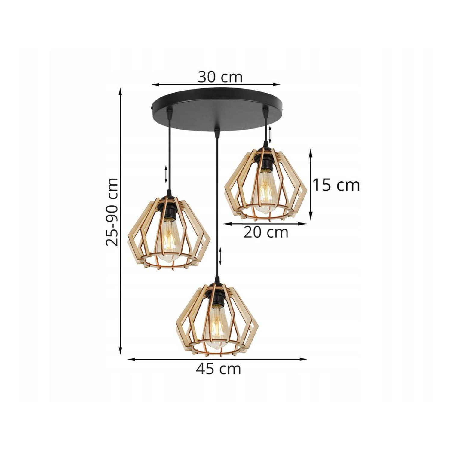 Nastavitelná dřevěná lampa s geometrickými stínidly TIMBER 2360/3/OW foto4